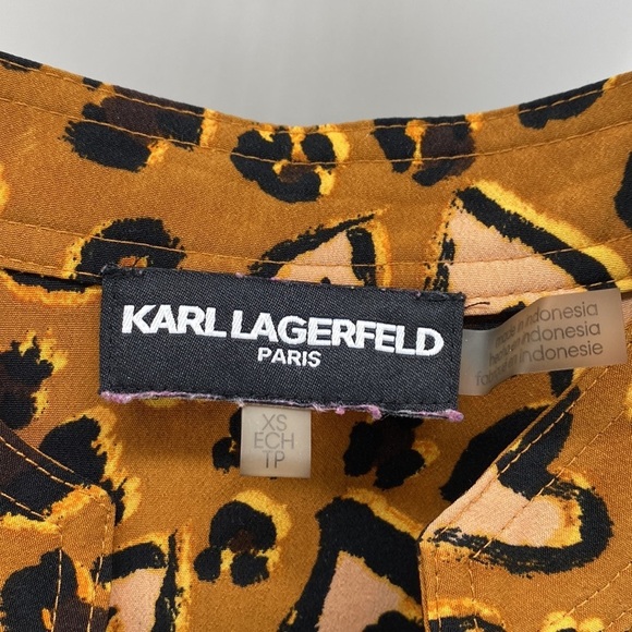 Karl Lagerfeld leopard pink heart oversized button down pockets avant-garde - Picture 3 of 8